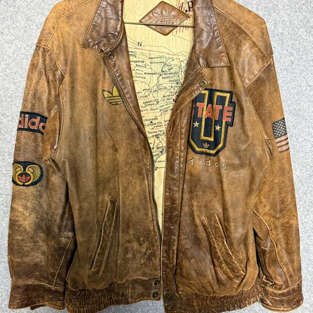 90s 빈티지 아디다스 파이어버드 레더 봄버 자켓 S