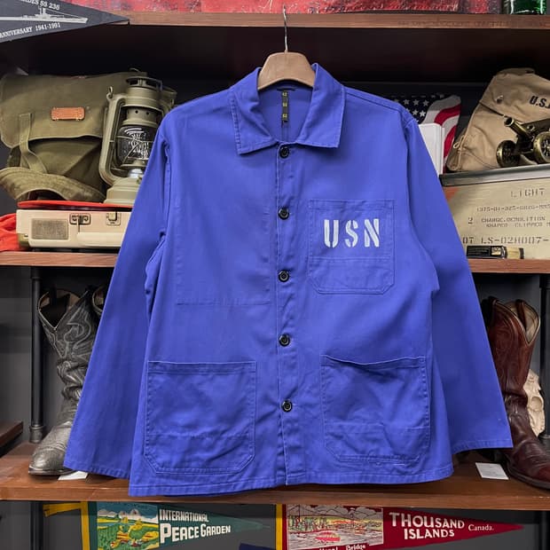 70s 빈티지 USN 스탠실 프렌치 워크 자켓 / 초어 포켓 오리지널
