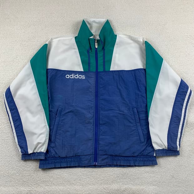 90‘s 아디다스 자수로고 우븐 배색 올드스쿨 바람막이