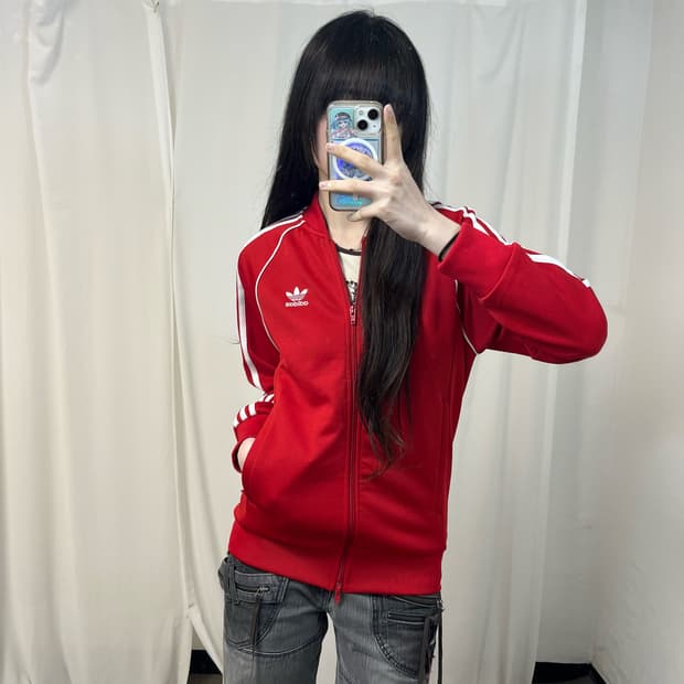 Adidas red Superstar two-way jersey