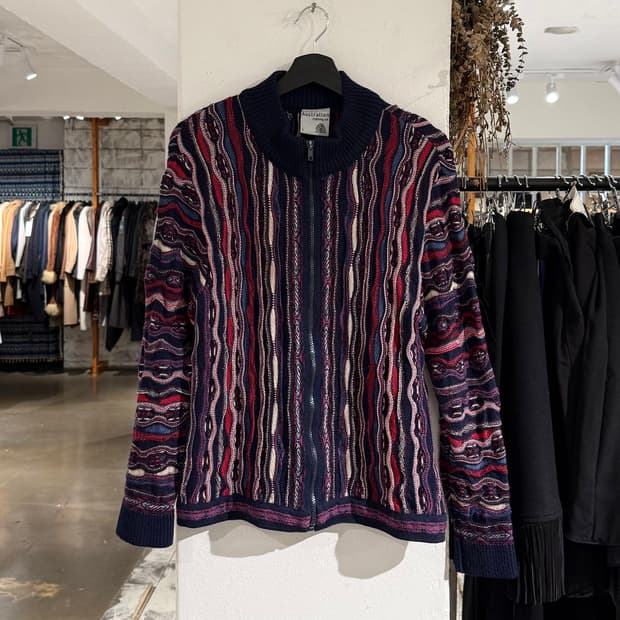 퓨얼리 오스트레일리안 멀티컬러 케이블 니트 집업