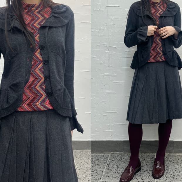 ruffle charcoal cardigan