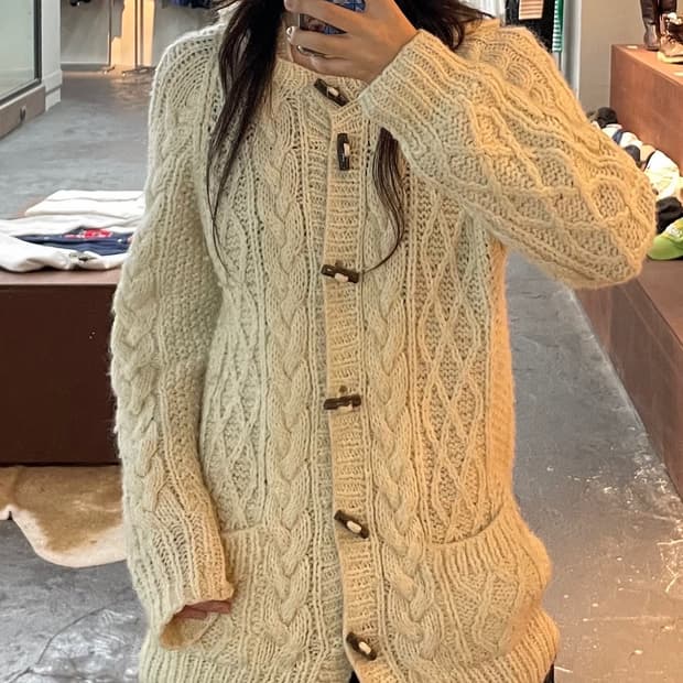 아이보리 캐이블 더플 후드 자켓 H104