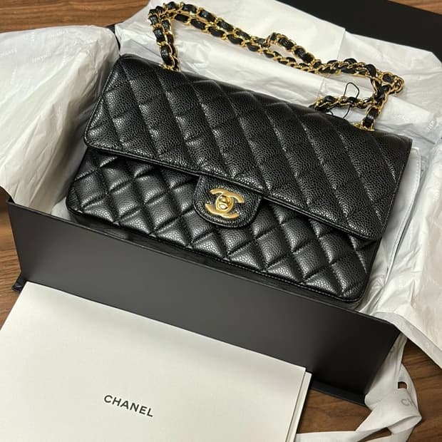 (정품)샤넬 클래식 캐비어 금장 급처!