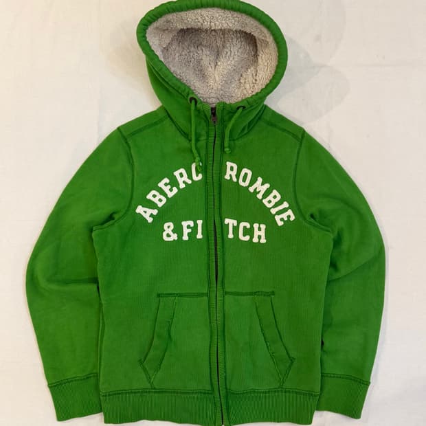 아베크롬비 딱붙핏 양털 울프죠 후드집업 그린