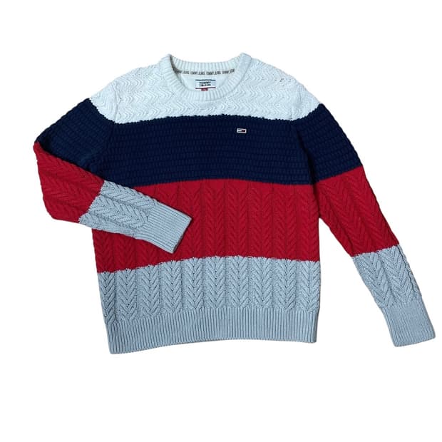 타미힐피거  컬러 블록 케이블 니트 XL