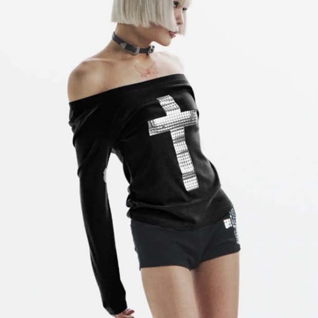 silver cross long sleeve - black