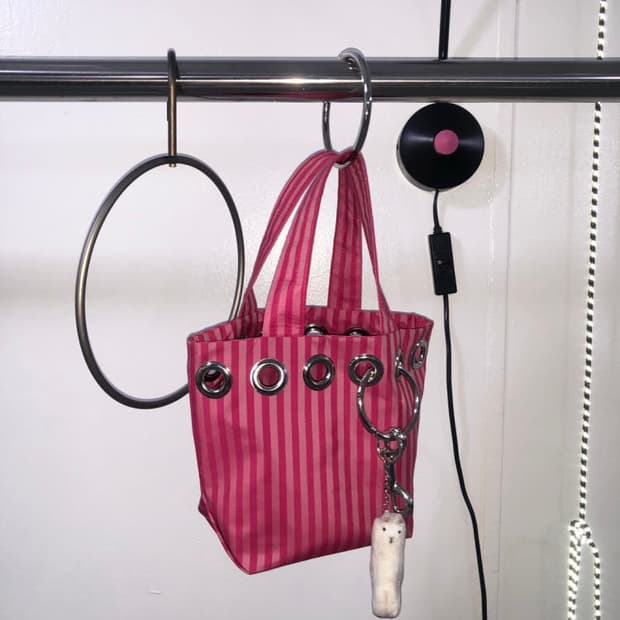 PIERCING TOTE BAG(PINK STRIPE)