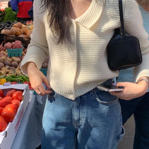 (새상품/택O) 더히어 스코틀랜드 가디건 아이보리