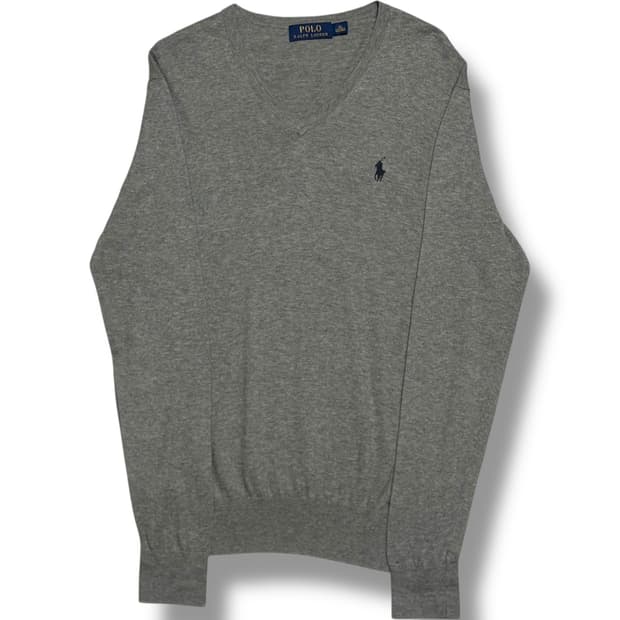 Polo Ralph Lauren 여성용 브이넥 그레이 니트