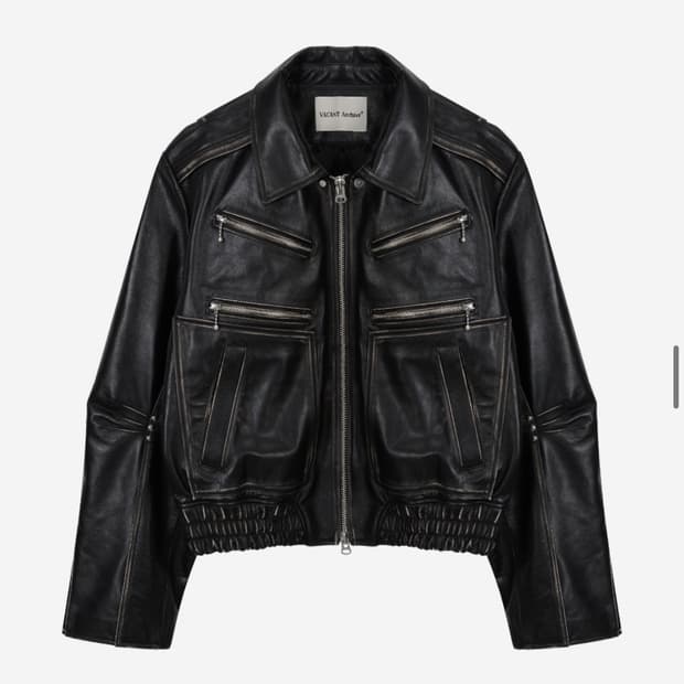 (L)베이컨트 아카이브 가죽 블루종 블랙