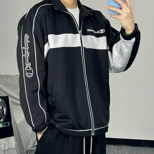 챔피온 사이드라인 자수로고 트랙탑 져지 M  
