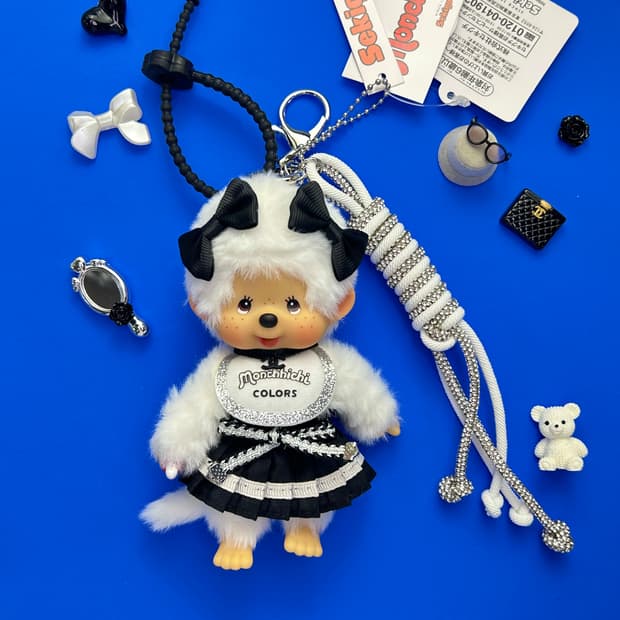 (19)정품몬치치🖤🤍 화이트 블랙리본 커스텀키링