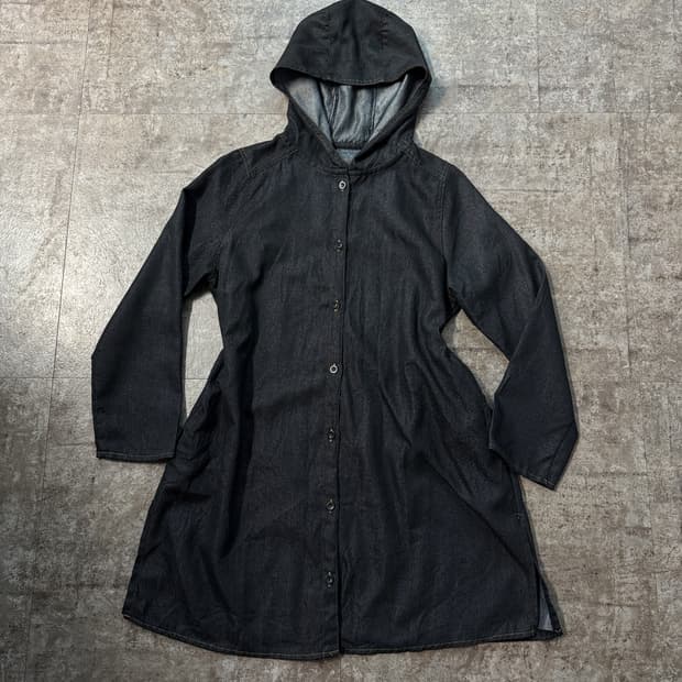 후디드 버튼 롱 자켓