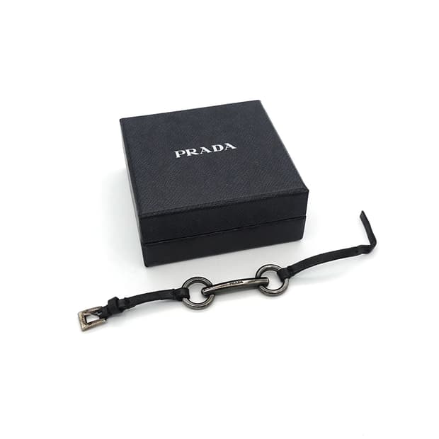 Prada 프라다 아카이브 메탈탭 레더 브레이슬릿 팔찌