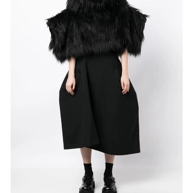 꼼데가르송 패널 울 미디 스커트 xs