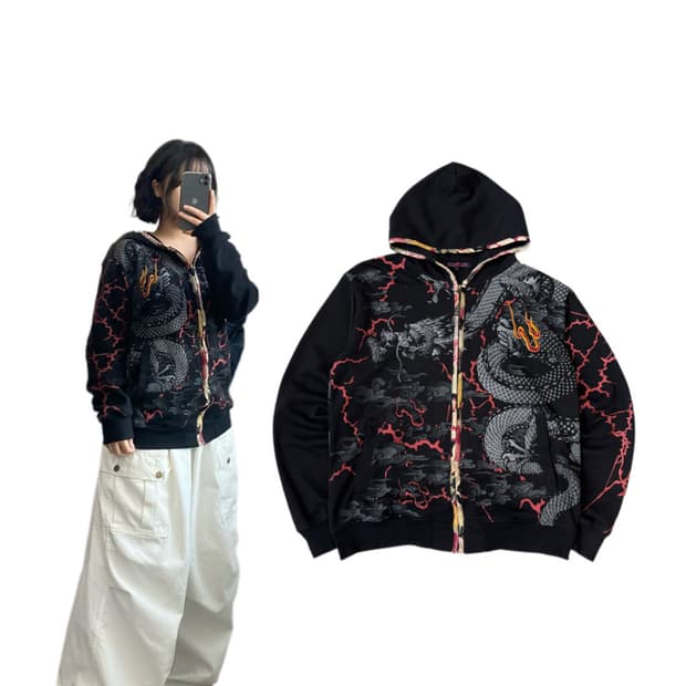 JPN 제팬 드래곤 용 오리엔탈 후드집업