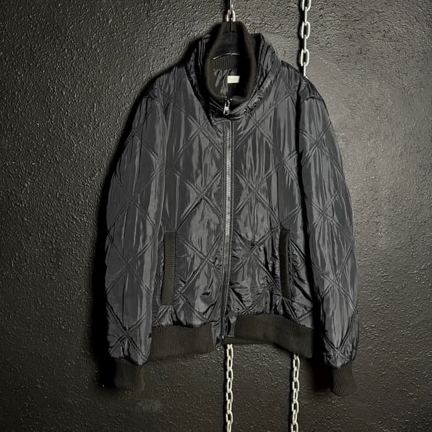 Black Diamond Quilted Bomber Jacket  