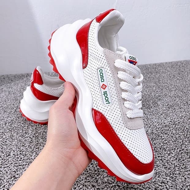 (정품/새상품) 카사블랑카 공용 아틀란티스 화이트 레드 스니커즈