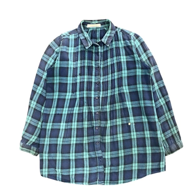 Lee prest 셔링 디테일 체크셔츠