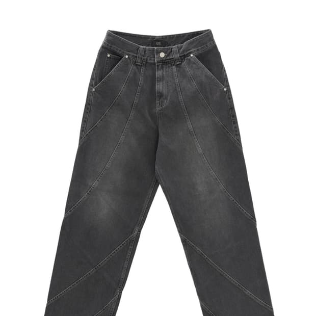 에드 토네이도 와이드 데님 워시드 블랙 그레이 L