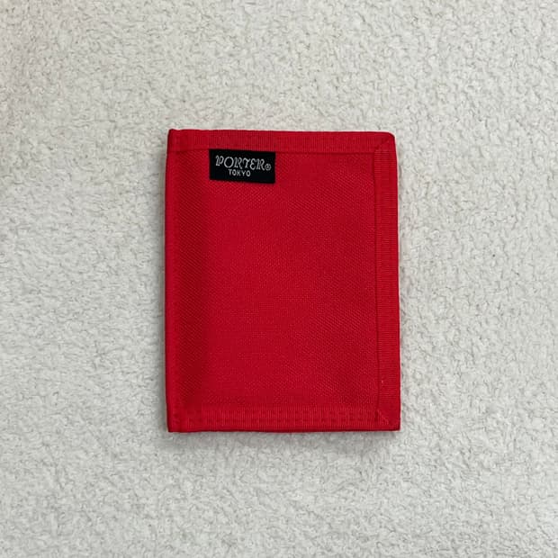 PORTER 포터 아웃사이드 라벨 지갑 레드