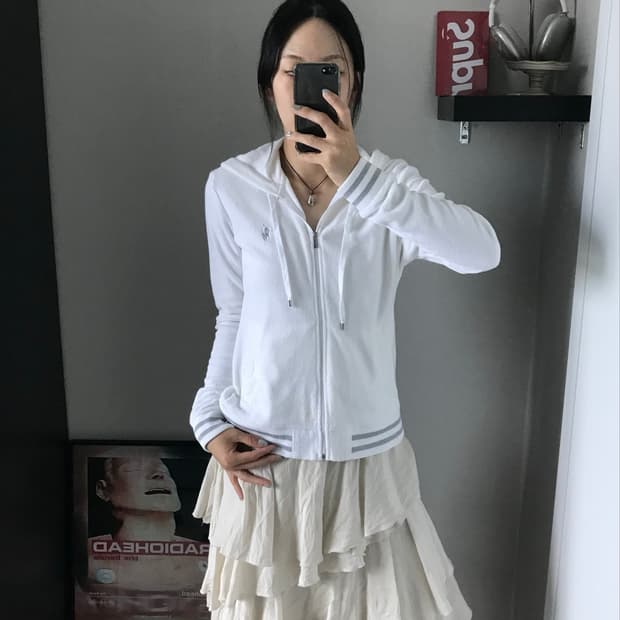 폴로 랄프로렌 포니로고 벨루어 화이트 후드집업