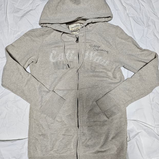 후아유 y2k 핀터깔 미디 후드집업 M