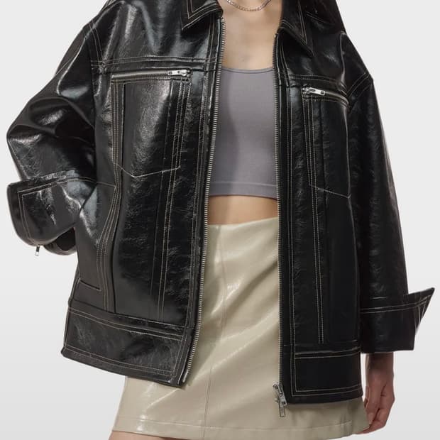 스탠드스튜디오 비건레더재킷 블랙