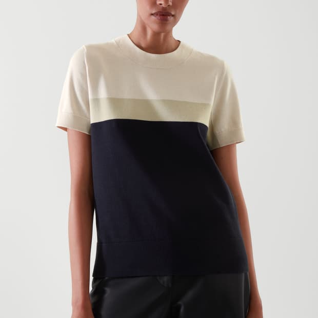 Cos 코스 배색 반팔 니트