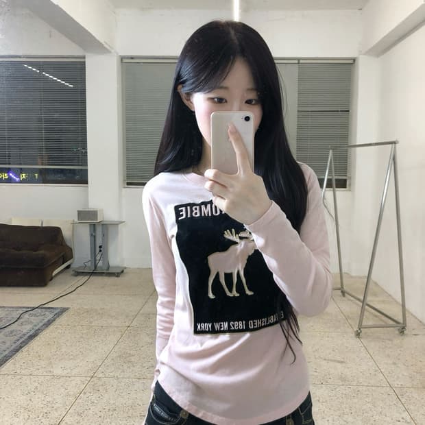 아베크롬비 대장급 슬림핏 롱슬리브 연핑크
