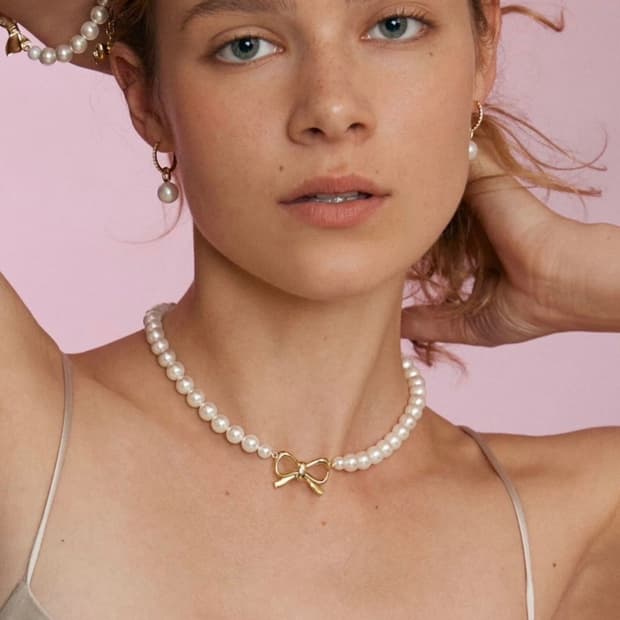 넘버링 #9701 NUMBERING Ribbon Pearl Necklac