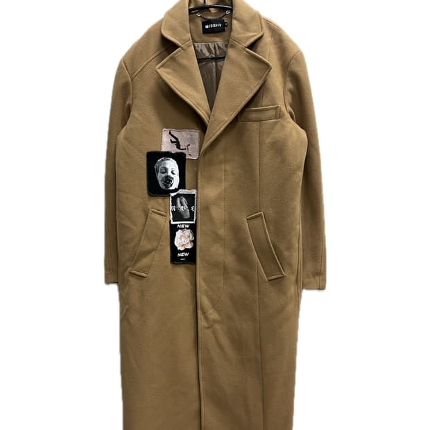 MISBHV 2016 AW 패치워크 디자인 울캐시미어 혼방 롱 코트 베이