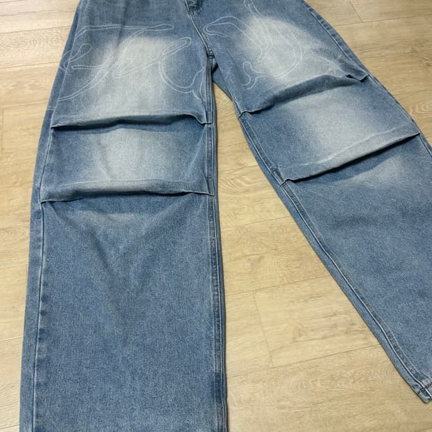 엔젤 빈티지 워싱 핀턱팬츠 (BLUE) F25QD891