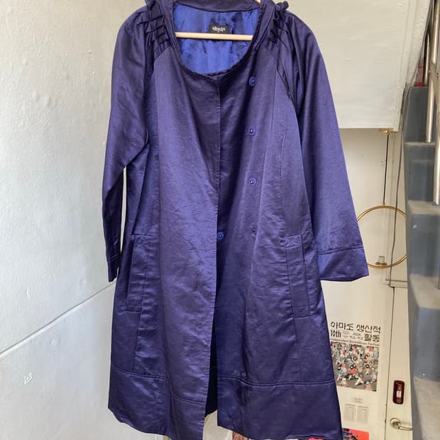 새틴•러플 바이올렛 트렌치 롱코트