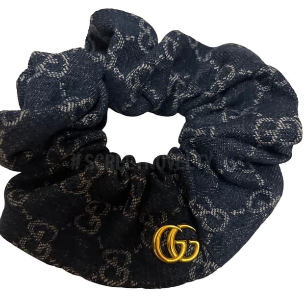 구찌 데님 더블G 골드 헤어슈슈