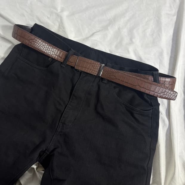 빈티지 크로커다일 레더 벨트