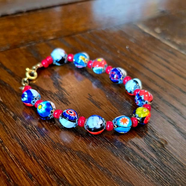 🇮🇹90's 빈티지 이탈리아 무라노 밀리피오리 글라스 팔찌