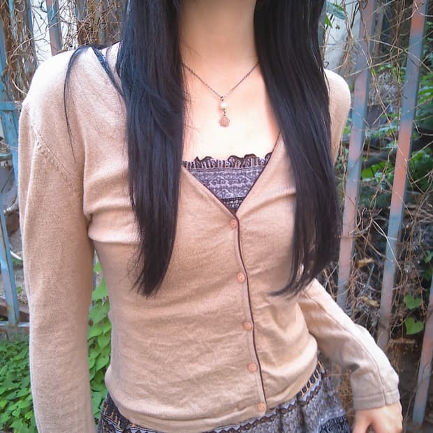 Brown Line Button Cardigan
