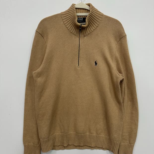 폴로 베이지 니트 반집업