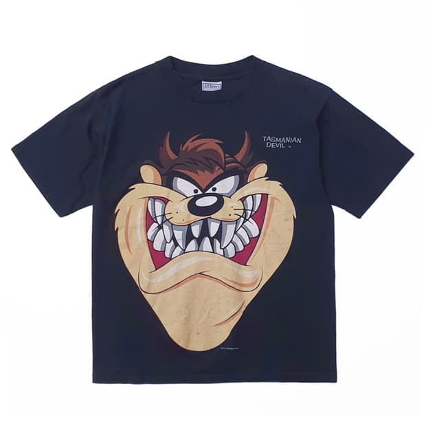 빈티지 90s 루니툰즈 taz 빅프린트 티셔츠 L