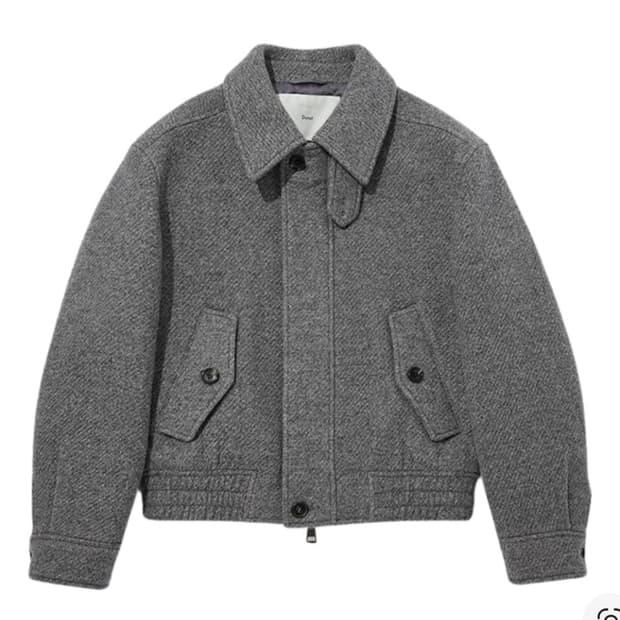 던스트 텍스쳐드 칼라 울 블루종 다이애그널 그레이L