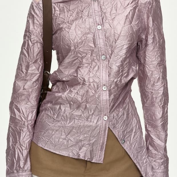 CRINKLED TWIST-TUCK SHIRT atb1495w(PINK)