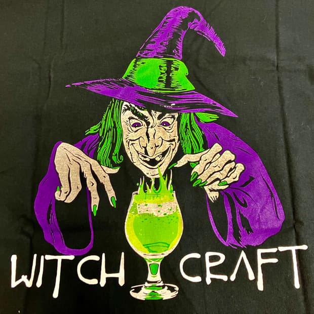 갈단 시의 Witchcraft 마녀 프린팅 티셔츠 XXL 구제 빈티지