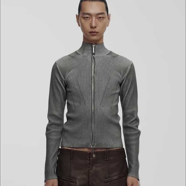 나체 smudge knit zip up (unisex)