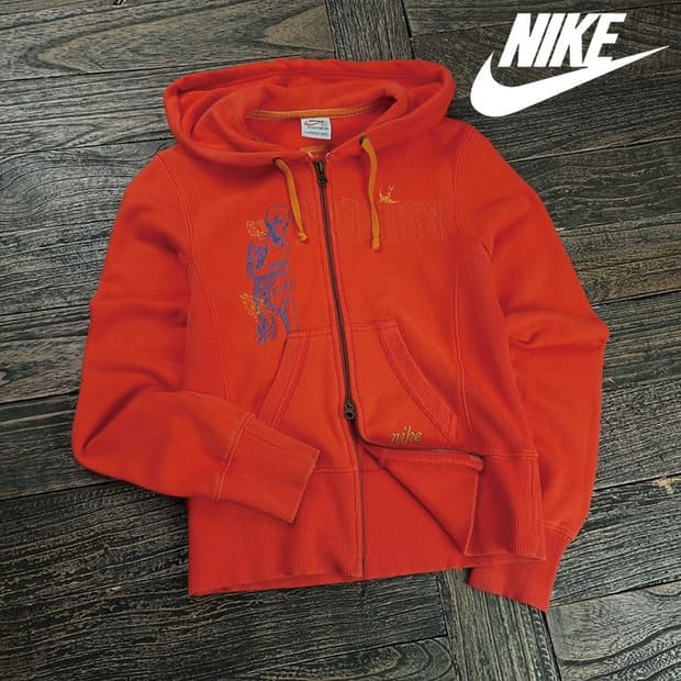 [나이키] 00'S 빈티지 그래픽 자수 후드 집업 오렌지 M19656