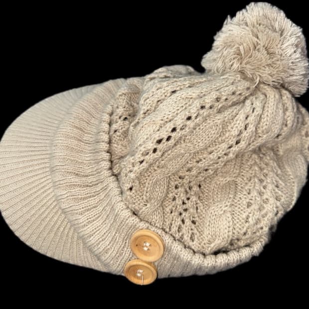 빈티지 모리걸 단추 꽈배기 니트 비니 모자