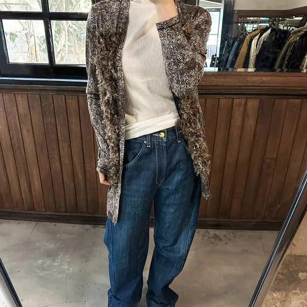 VIVIENNE TAM fringe leopard cardigan