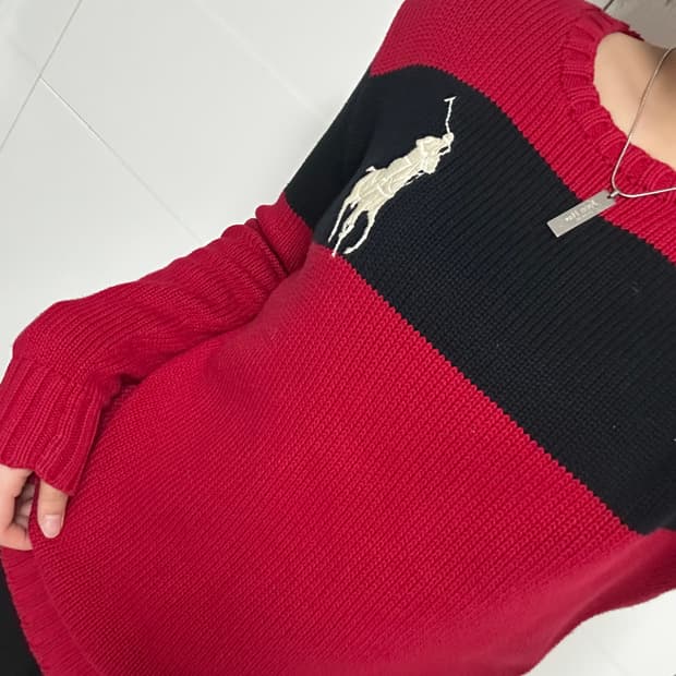 폴로 빅포니 레드 니트