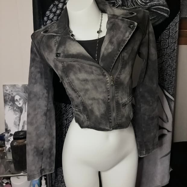 빈티지 워싱 크롭 라이더자켓